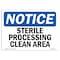 Signmission OSHA Notice, 3.5" Height, Sterile Processing Clean Area Sign, 5" X 3.5", Landscape OS-NS-D-35-L-18462 - alternate 1